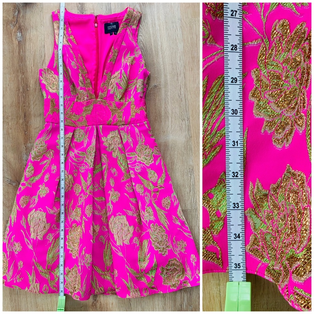 Marchesa Notte V Neck Metallic Floral Dress sz 2 - Picture 7 of 15
